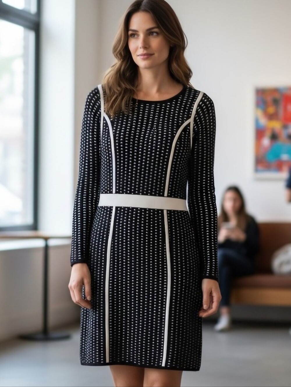 Calvin Klein Textured Knit Sweater Dress, Large, RN#54163